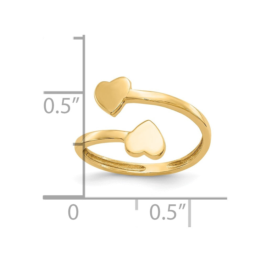10K Double Heart Toe Ring