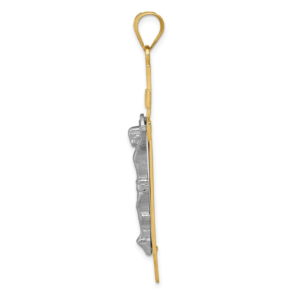 10K Two-tone INRI Crucifix Pendant