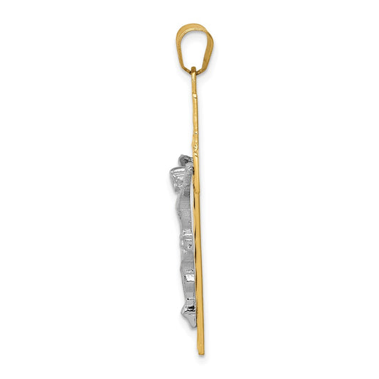 10K Two-tone Diamond-cut Crucifix Pendant