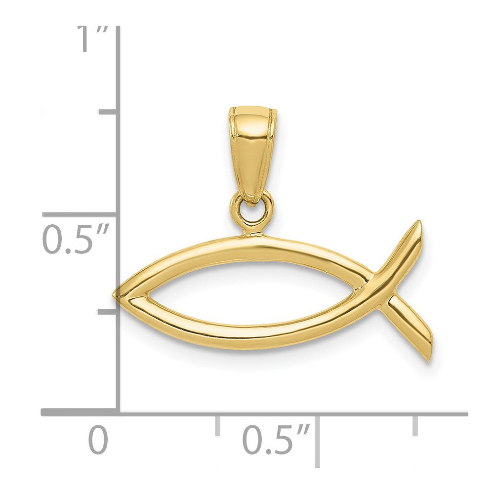 10k Ichthus Fish Horizontal Pendant