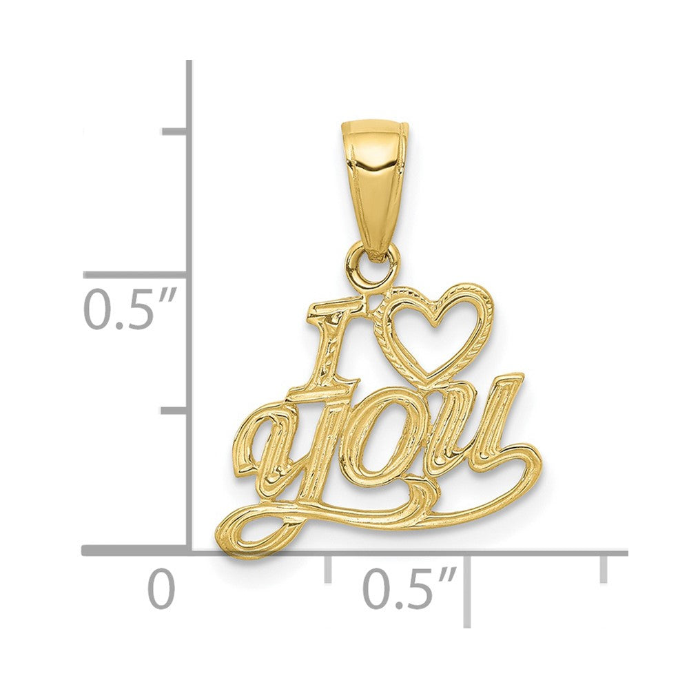 10K Polished and Textured I Heart YOU Pendant