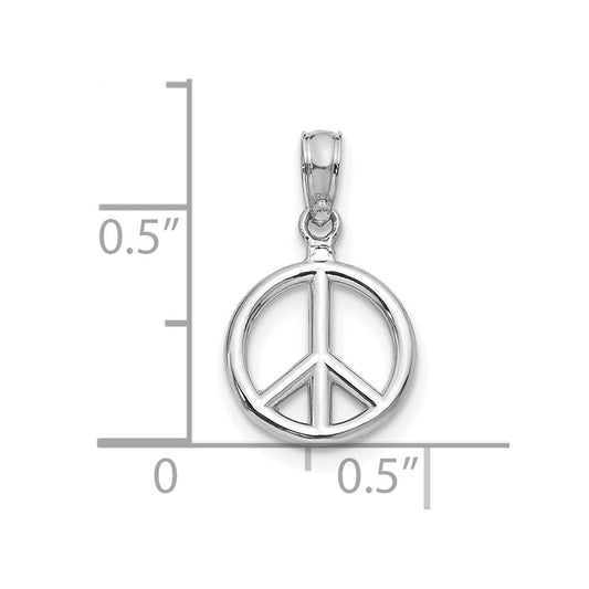 10K White Gold Polished Peace Sign Pendant