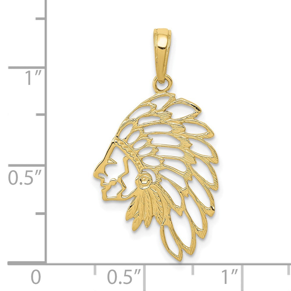 10k Cut-out Headdress Profile Pendant