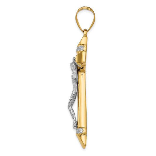 10k Two-tone CZ Large Crucifix Pendant