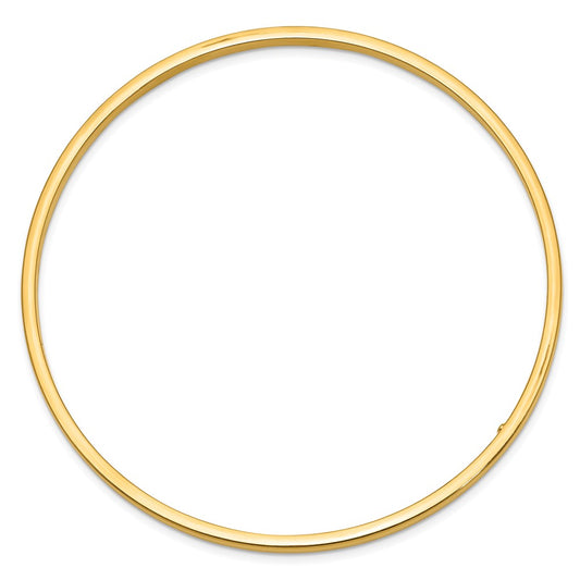 10k 3mm Polished Square Tube Slip-on Bangle Bracelet