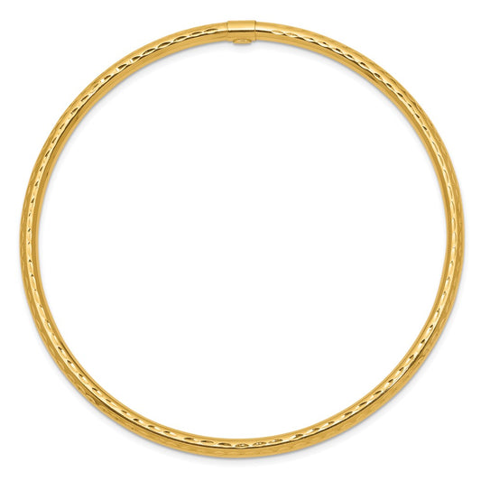 10k 3mm Diamond-cut Tube Slip-on Bangle Bracelet