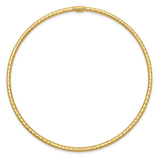 10k 2mm Diamond-cut Tube Slip-on Bangle Bracelet