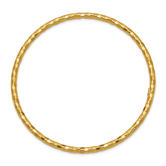 10k 3mm Polished Textured Slip-on Bangle Bracelet