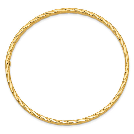 10K 4mm Textured Twist Slip-on Bangle Bracelet