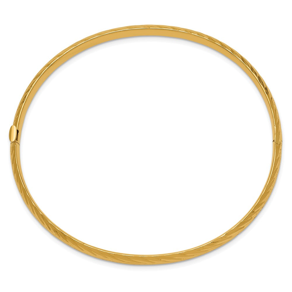 10k 3/16 Textured Hinged Bangle