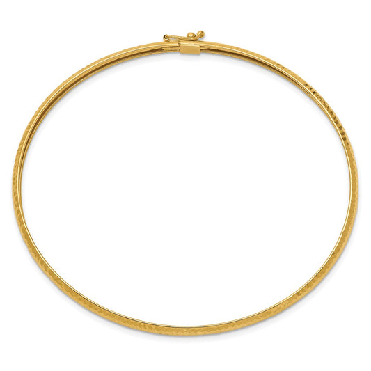 10k 4mm Textured Flexible Bangle Bracelet