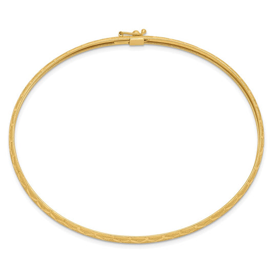 10k 4.45mm Hexagonal Design Diamond-cut Flexible Bangle Bracelet
