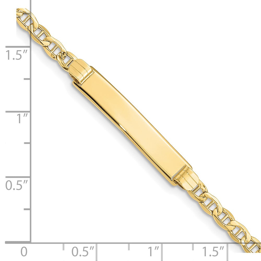 10k Polished Semi-Solid Chain/Solid Plate Anchor Link 25x5mm Plate 7 inch ID Bracelet