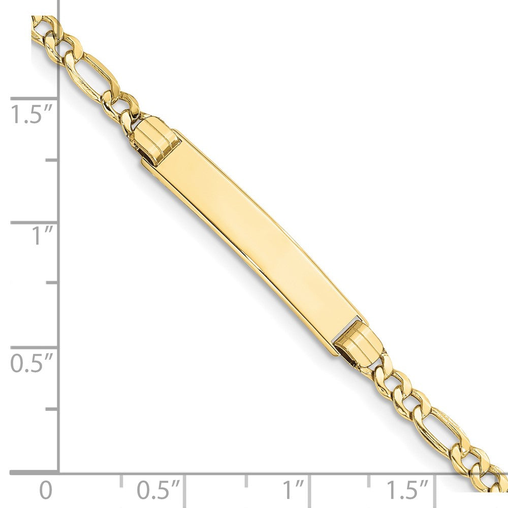 10k Polished Semi-Solid Chain/Solid Plate Figaro Link 25x5mm Plate 8 inch ID Bracelet