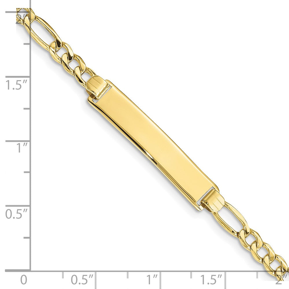 10k Polished Semi-Solid Chain/Solid Plate Figaro Link 33x6mm Plate 8 inch ID Bracelet
