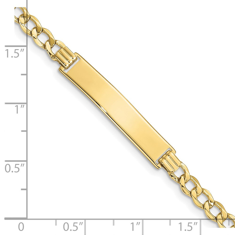 10k Polished Semi-Solid Chain/Solid Plate Curb Link 33x6mm Plate 8 inch ID Bracelet