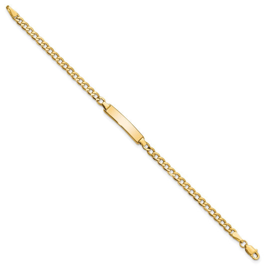 10k Polished Semi-Solid Chain/Solid Plate Cuban Link 23.5x4.5mm Plate 5.5 inch Baby/Child ID Bracelet