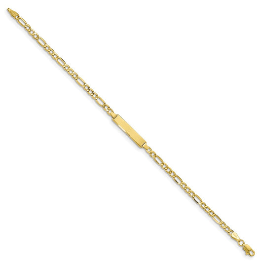 10k Polished Semi-Solid Chain/Solid Plate Figaro Link 23x4mm Plate 8 inch ID Bracelet