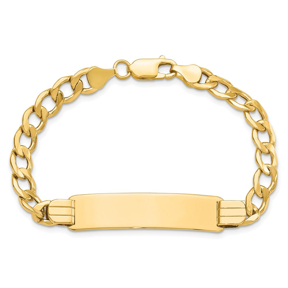 10k Polished Semi-Solid Chain/Solid Plate Curb Link 37x10mm Plate 8 inch ID Bracelet
