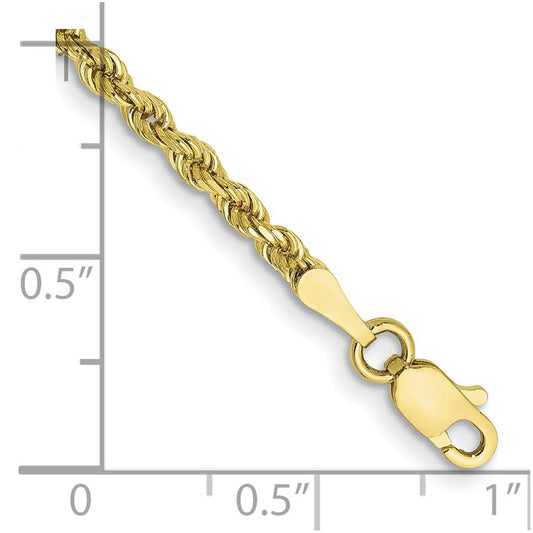 10k 2.5mm Semi-solid D/C Rope Chain Anklet