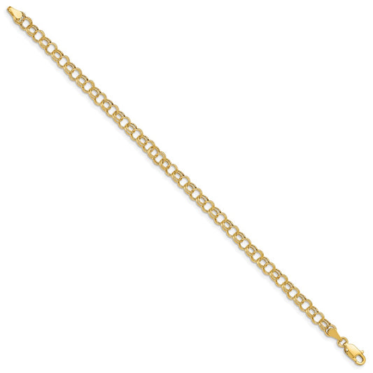 10k 5mm Hollow Double Link 8 inch Charm Bracelet