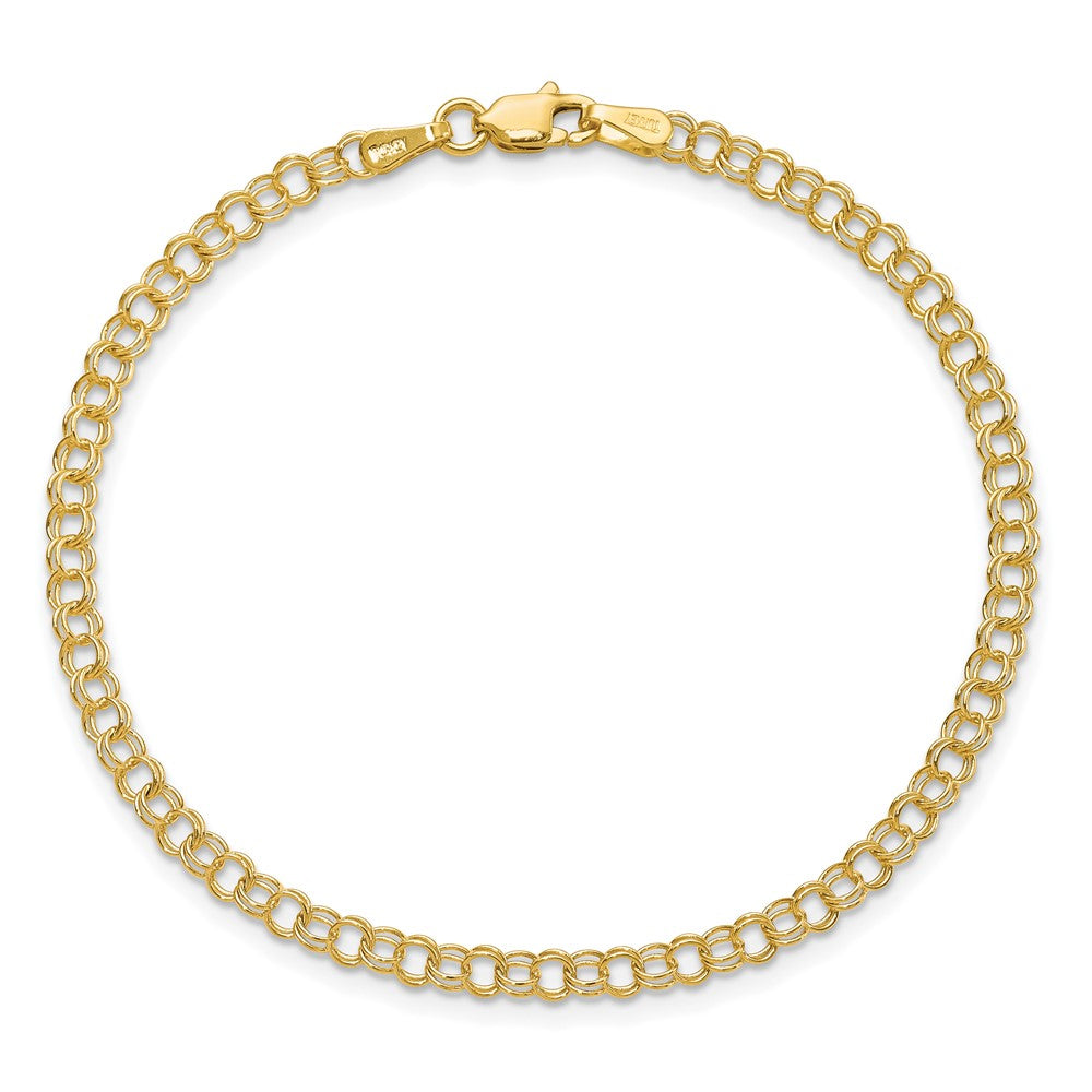 10k 3.5mm Solid Double Link Charm Bracelet