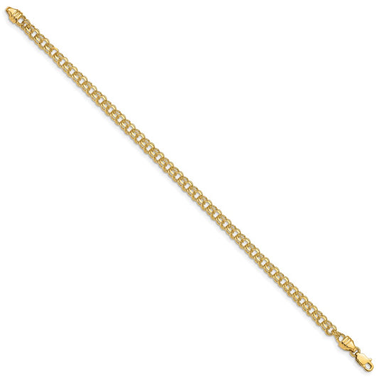 10k 3.75mm Heavy Solid Diamond-cut Double Link 8 inch Charm Bracelet