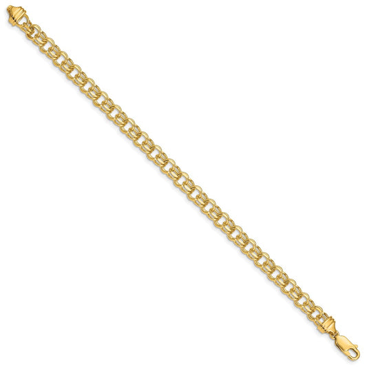 10k 5.5mm Heavy Solid Diamond-cut Double Link 8 inch Charm Bracelet