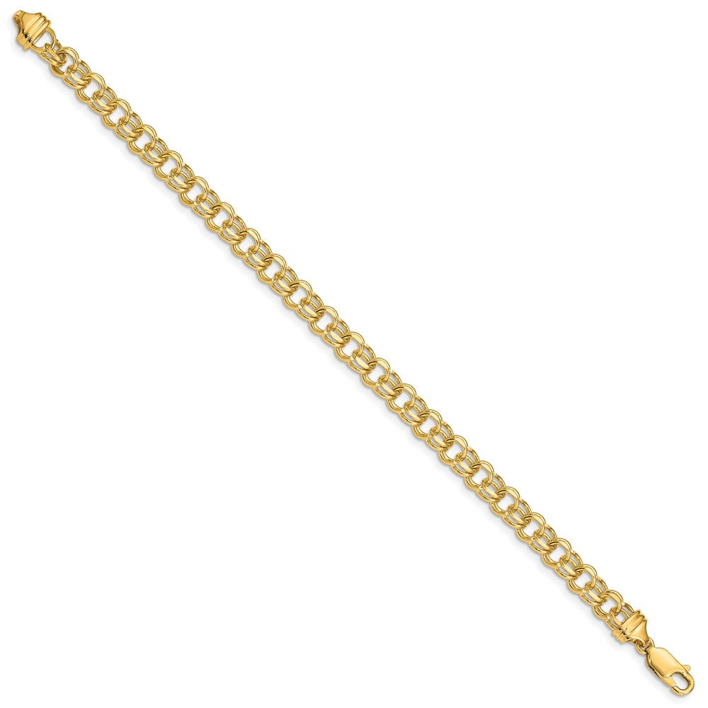 10k 7in 5.5mm Solid Double Link Charm Bracelet