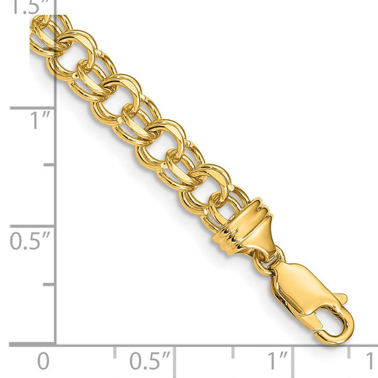 10k 5.5mm Heavy Solid Diamond-cut Double Link 7 inch Charm Bracelet