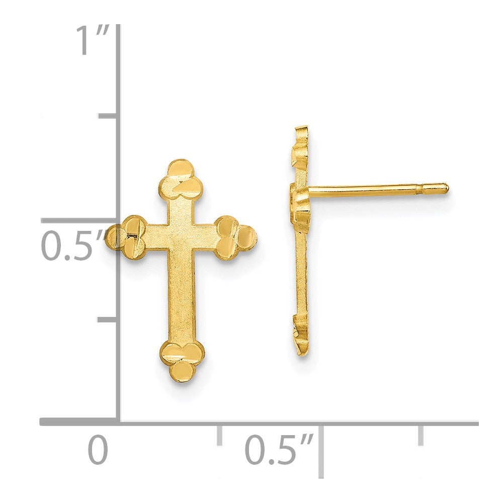 10k Budded Cross Earring