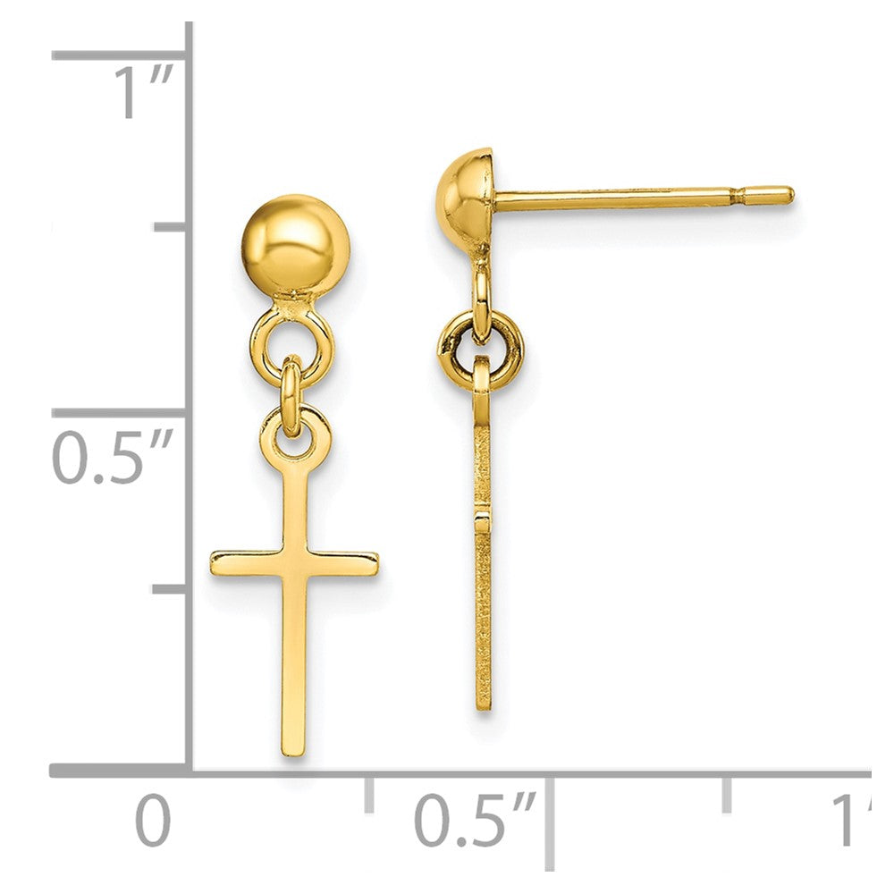 10k YG Polished Cross Dangle Post Earrings