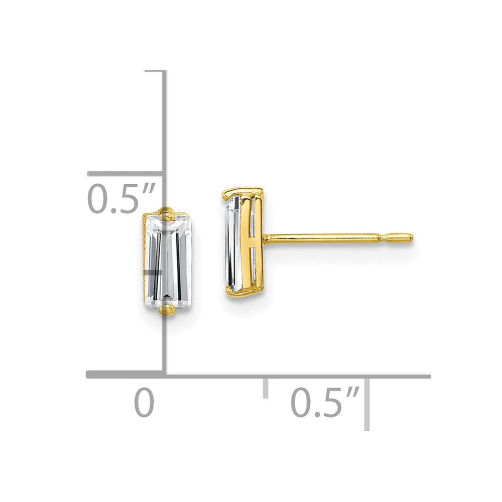 10K Polished Baguette CZ Stud Earrings
