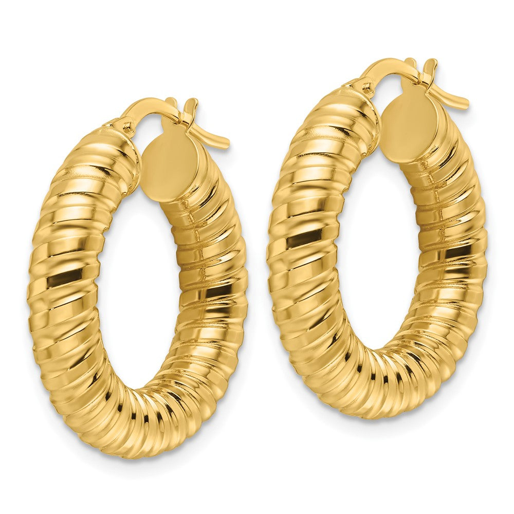 10ky Polished 5mm Hollow Spiral Round Hoop Earrings