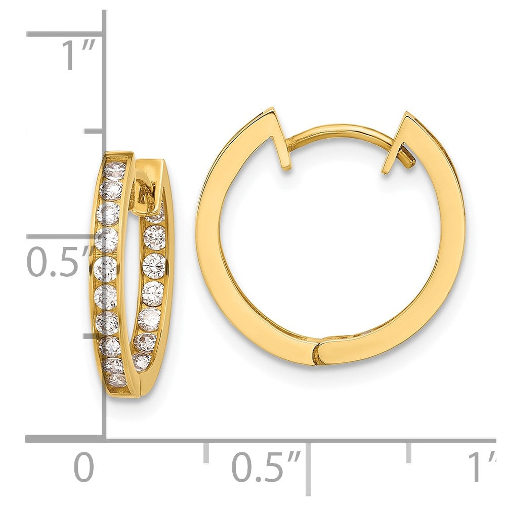 10K Polished 2.2mm CZ Hinged In/Out Hoop Earrings