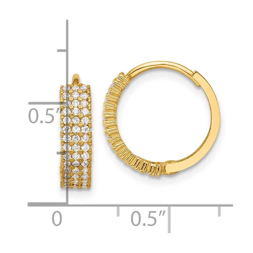 10K Polished 4mm CZ Hinged Hoop Earrings