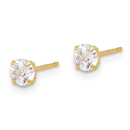 10K Polished 4mm Round CZ Stud Post Earrings