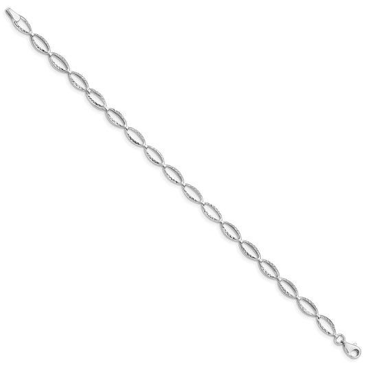 10k White Gold 5mm Polished Oval Link 7.25 inch Bracelet