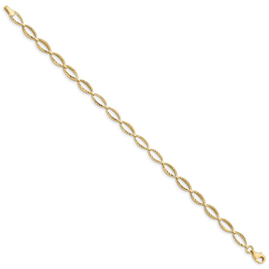 10k 5mm Polished Oval Link 7.25 inch Bracelet