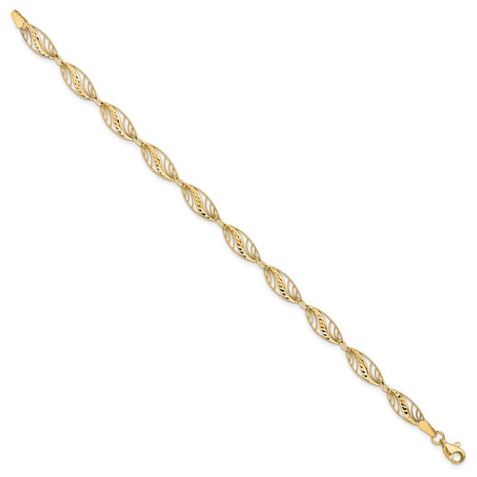 10k Filigree Diamond-Cut 7.25 inch Bracelet