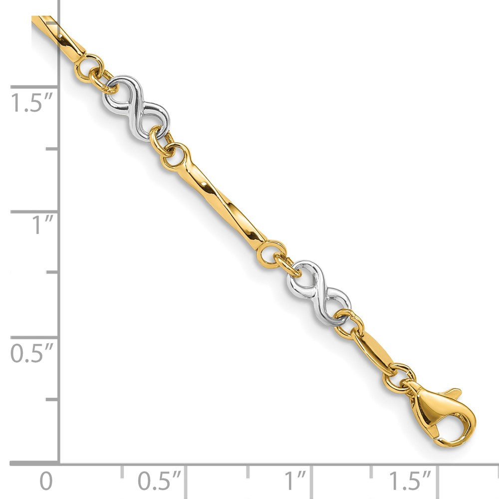 10k Two-tone Infinity and Fancy Link 7.5 inch Bracelet
