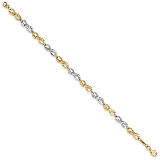 10k Two-tone Infinity Symbol 7.5 inch Bracelet