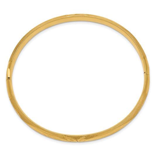 10k 4/16 Florentine Engraved 6mm Hinged Bangle Bracelet