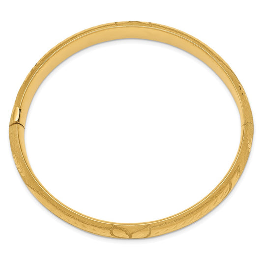 10k 7/16 Florentine Engraved 10mm Hinged Bangle Bracelet