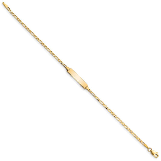 10k Polished Solid Chain/Solid Plate Figaro Link 20x5mm Plate 8 inch ID Bracelet