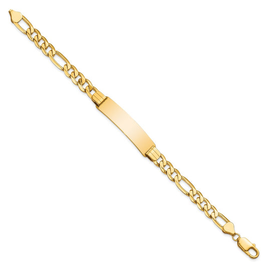 10k Polished Solid Chain/Solid Plate Figaro Link 37x9mm Plate 8 inch ID Bracelet
