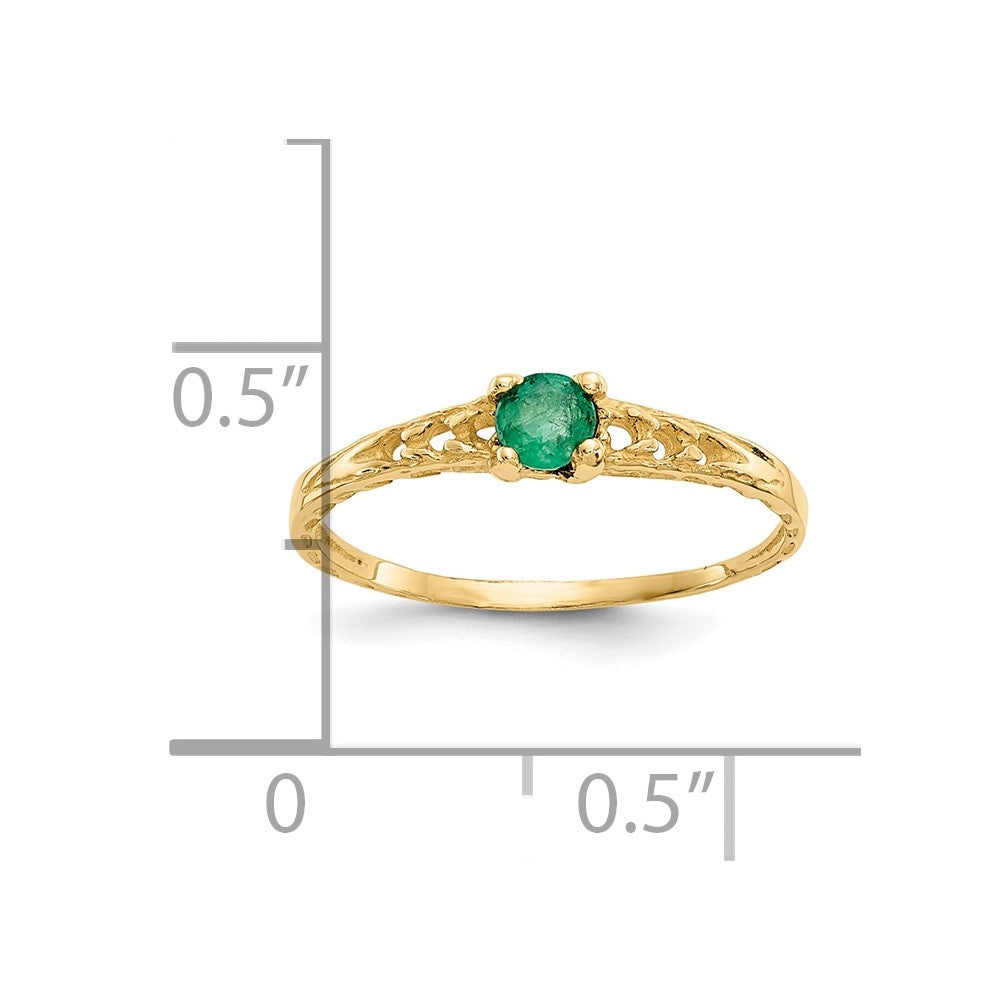 10k Madi K 3mm Emerald Birthstone Baby Ring