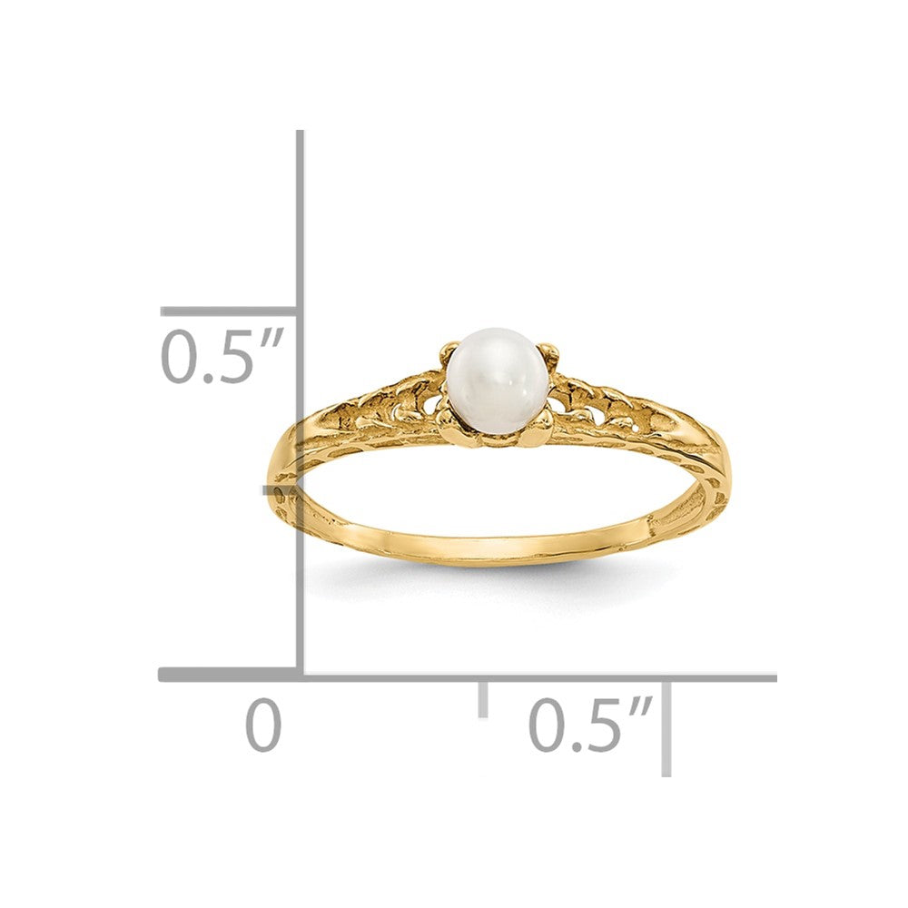 10k Madi K 3mm FW Cultured Pearl Birthstone Baby Ring