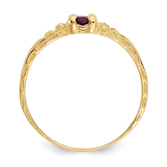 10k Madi K 3mm July / Ruby Birthstone Size 3 Baby Ring