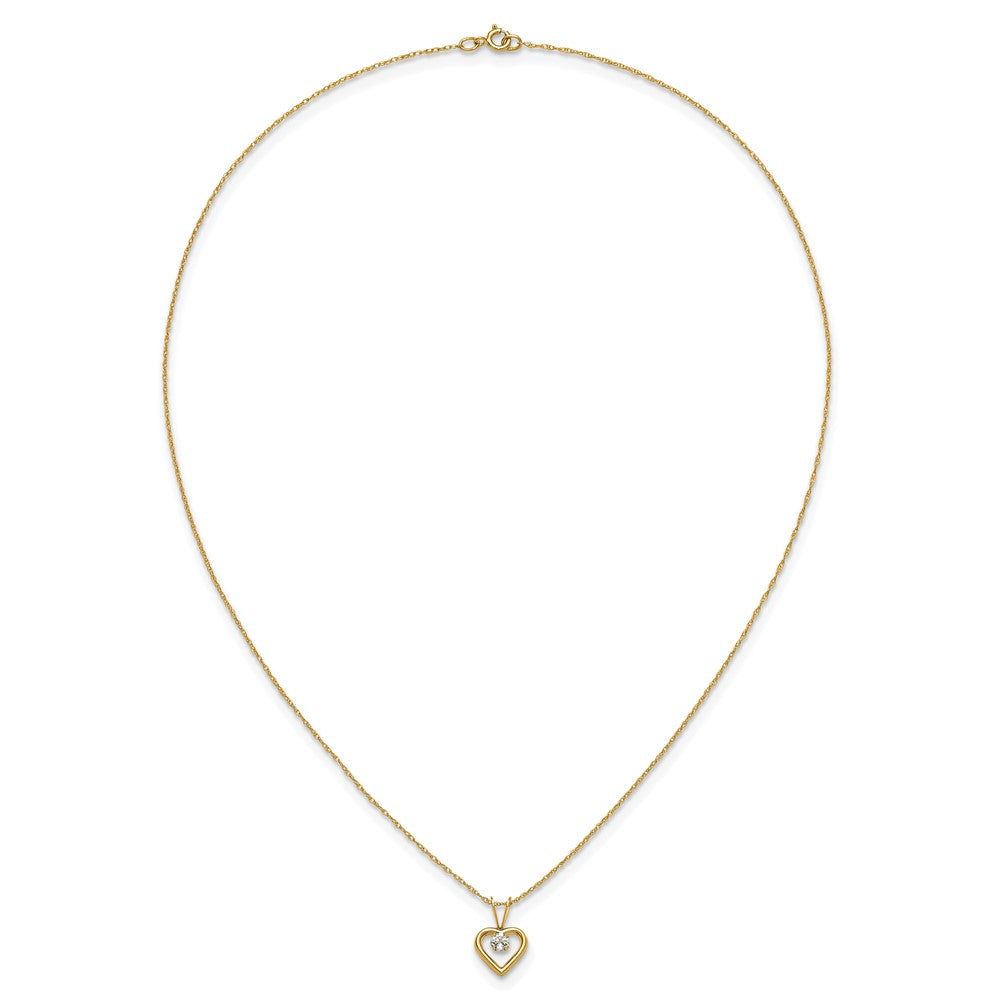 10k Madi K 3mm White Zircon Heart Birthstone Necklace